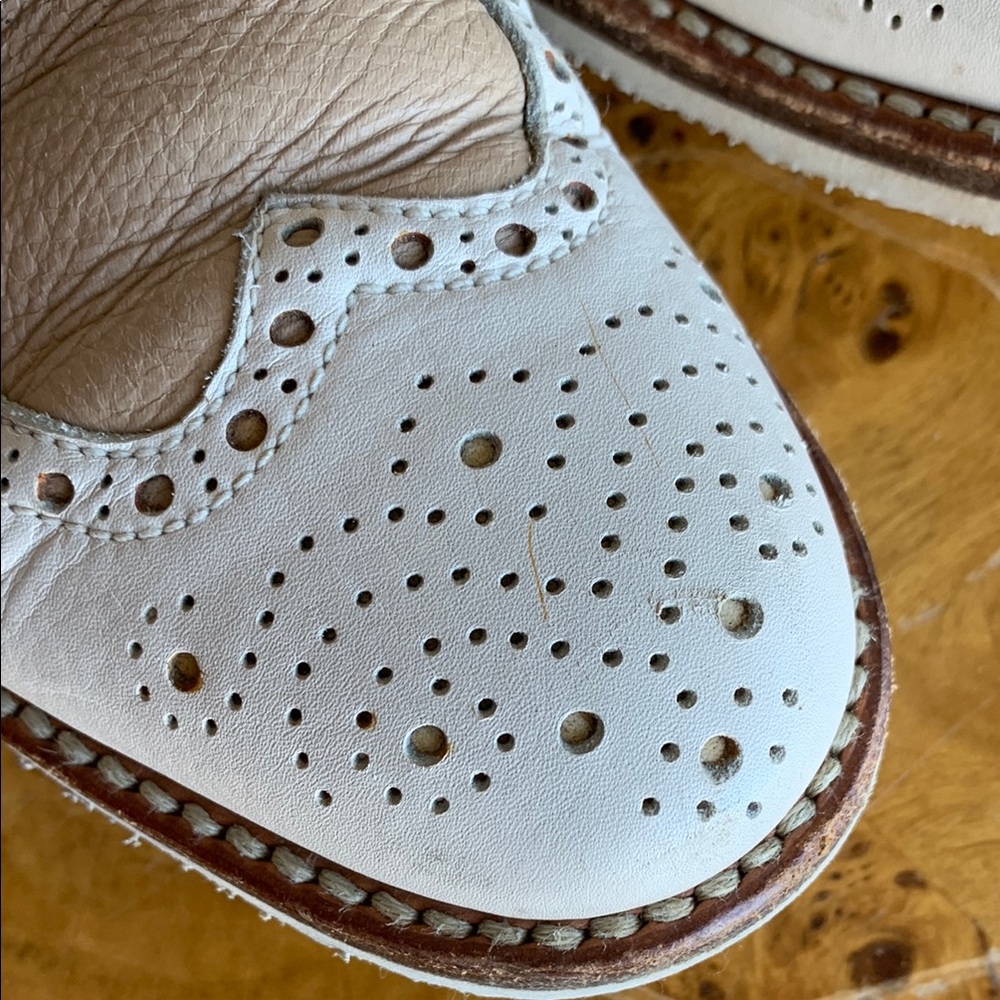 Gravati Italian White and Tan Leather Loafers Brogues - Picture 4 of 10